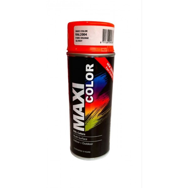 Краска аерозольная универсальная декоративная MAXI COLOR RAL 2004 оранжевая 400 мл