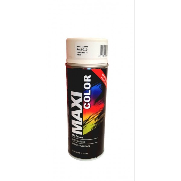 Краска аерозольная универсальная декоративная MAXI COLOR RAL 9010 белая 400 мл