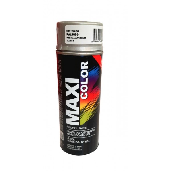 Краска аерозольная универсальная декоративная MAXI COLOR RAL 9006 бело-алюминевая  400 мл