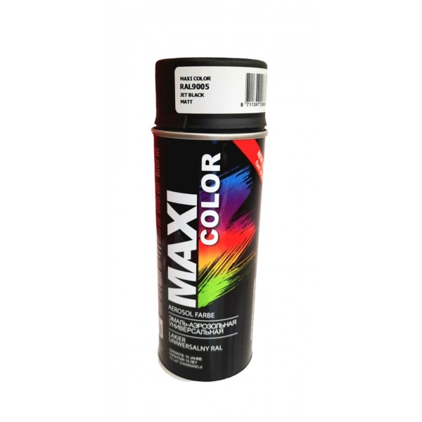 Краска аерозольная универсальная декоративная MAXI COLOR RAL 9005М ЧЕРНАЯ мат.  400 мл