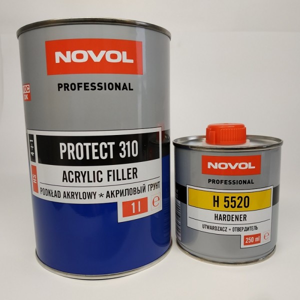 NOVOL PROTECT 310 Акриловый грунт HS 4+1 черный 1,0 + 0,25 л отвердителя NOVOL PROTECT 310 Акриловый грунт HS 4+1 черный 1,0 + 0,25 л отвердителя