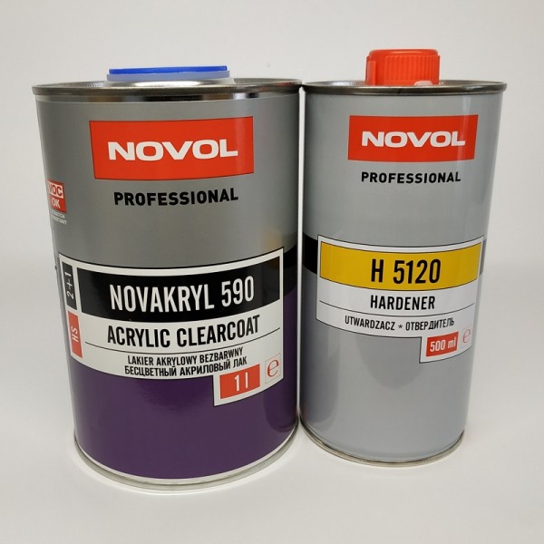 NOVOL Бесцветный акриловый лак NOVAKRYL 590 2+1 комплект 1 л + 0,5 л отвердителя